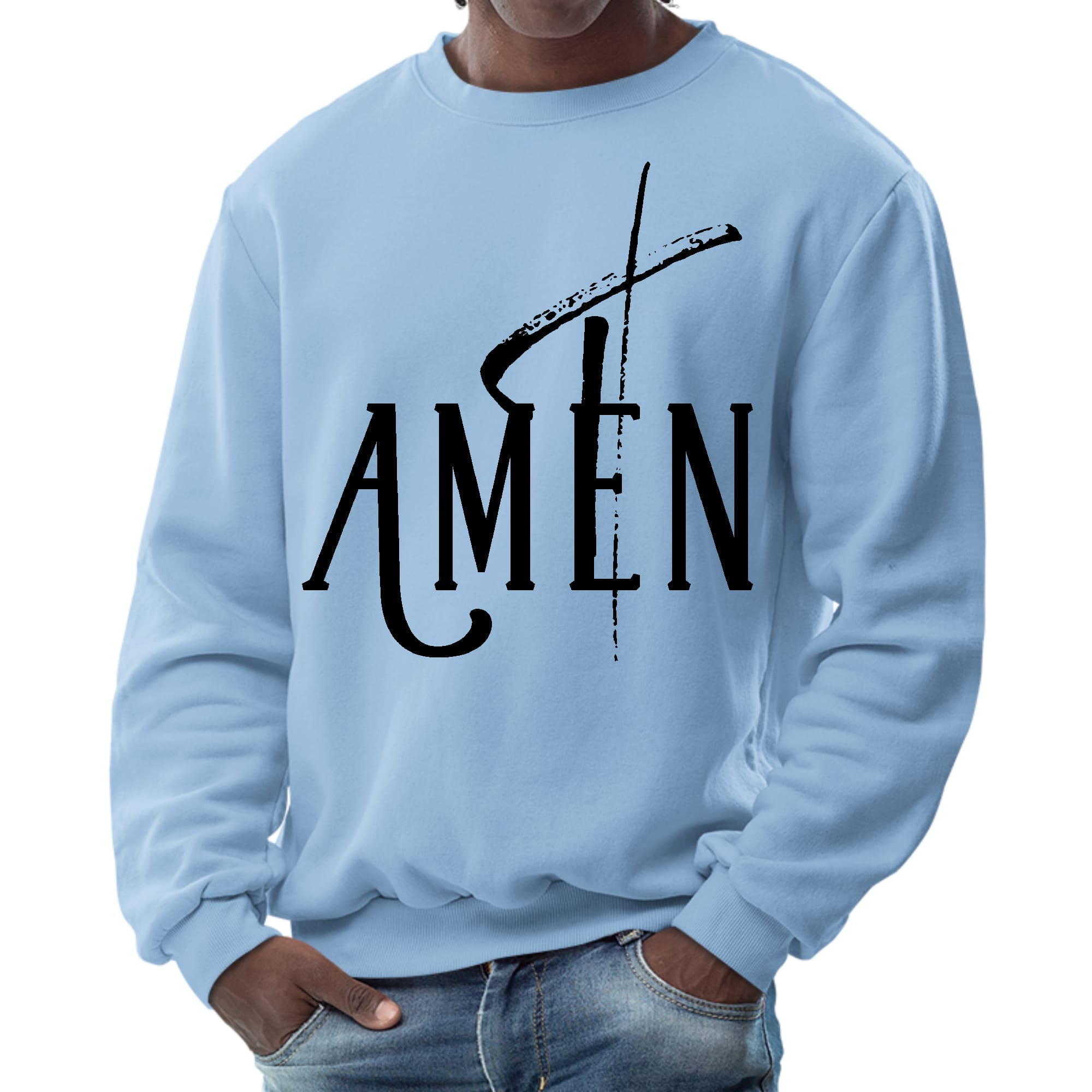 Mens Graphic Sweatshirt - Amen Black Print-5