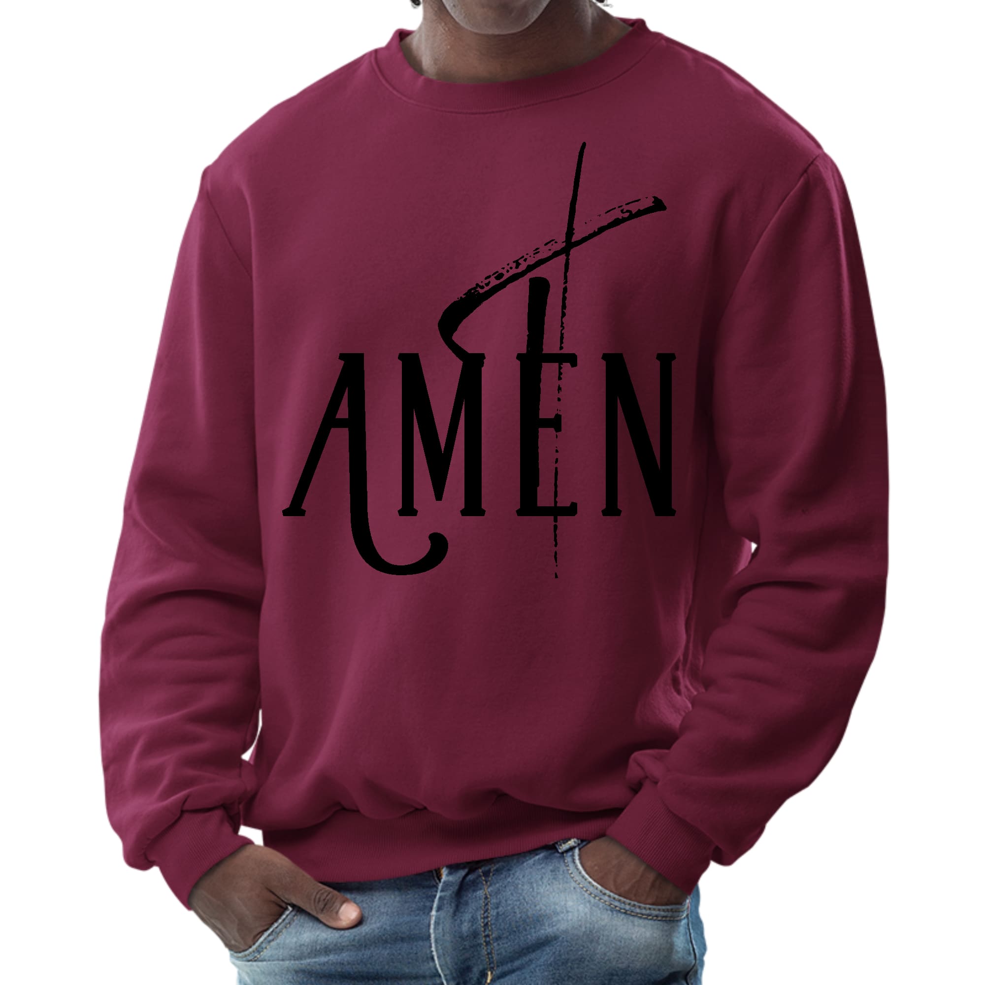 Mens Graphic Sweatshirt - Amen Black Print-3